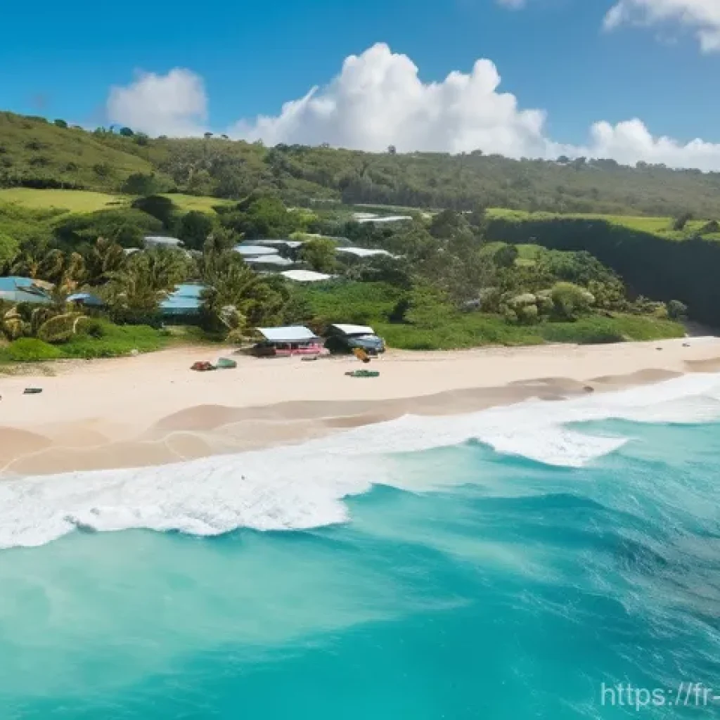 바베이도스 서핑 최적의 장소 - **Prompt for Freights Bay:**
"A serene and sunny day at Freights Bay, Barbados, showcasing the c...