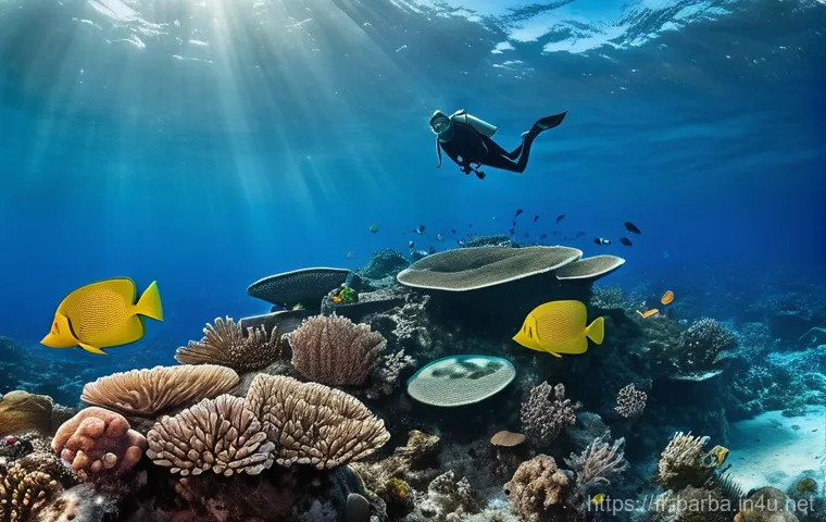 바베이도스 vs 하와이 해양 스포츠 비교 - **Underwater Paradise in Barbados:** A breathtaking underwater scene in the clear, warm, turquoise w...