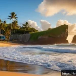 바베이도스 배낭여행 경로 - A serene early morning scene at Bathsheba village on Barbados&rsquo; east coast, featuring rugged volcanic...