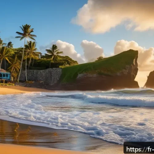 바베이도스 배낭여행 경로 - A serene early morning scene at Bathsheba village on Barbados&rsquo; east coast, featuring rugged volcanic...